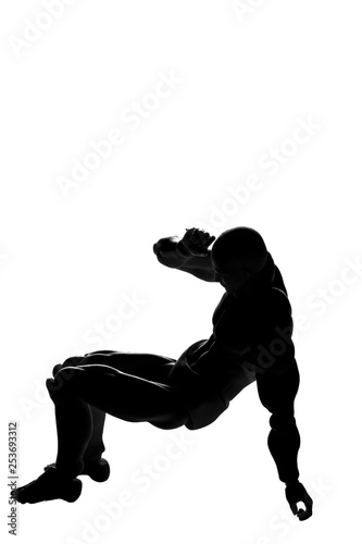 Silhouette of a man who stands up on a white background