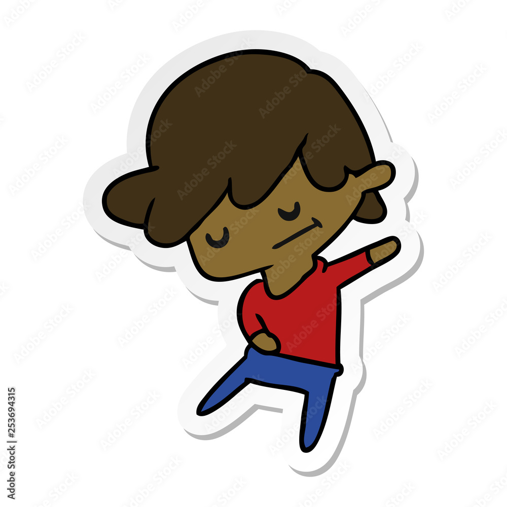 sticker cartoon of a kawaii cute boy sticker cartoon of a kawaii cute boy