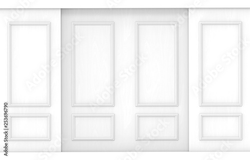 3d rendering. luxury white classical pattern wood wall background.