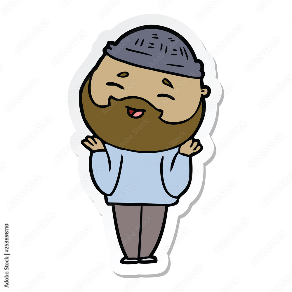 sticker of a cartoon happy bearded man sticker of a cartoon happy bearded man