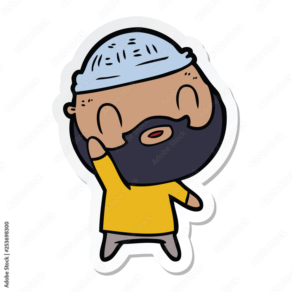 sticker of a cartoon bearded man