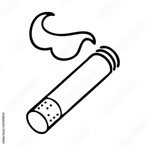 Quadro em tela line drawing cartoon cigarette smoke