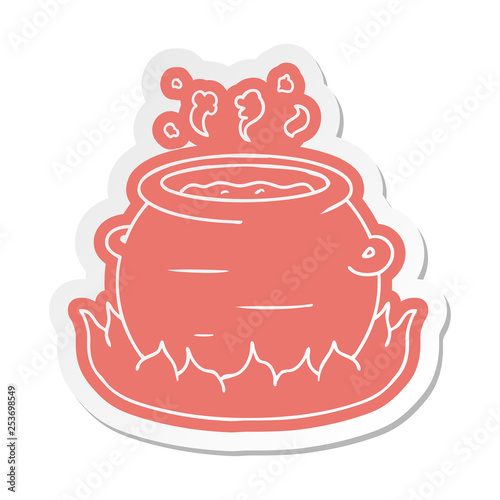 cartoon sticker of a pot of stew