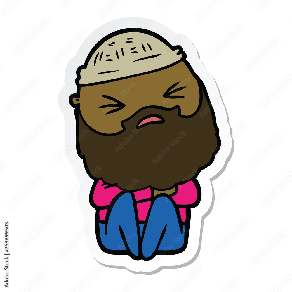 sticker of a cartoon man with beard