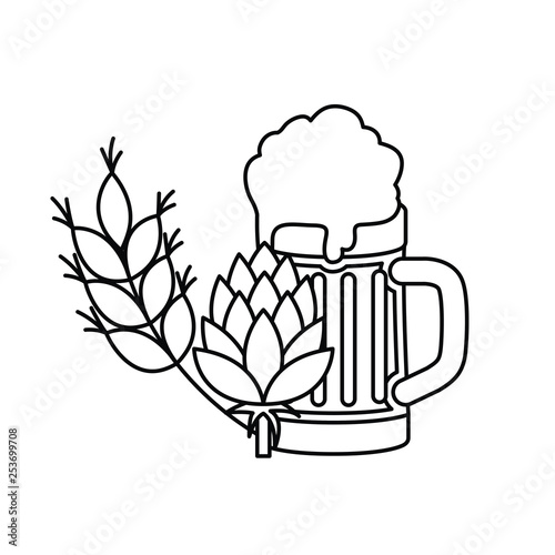 beer with foam and wheat isolated icon