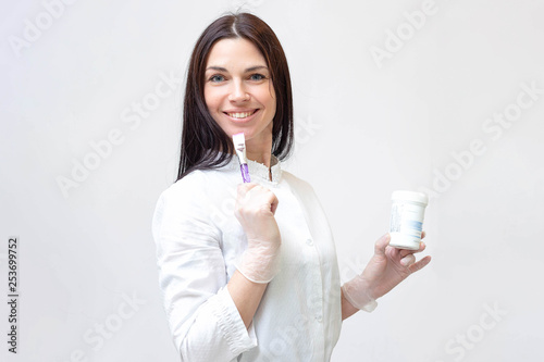 A portrait of a woman cosmetologist in a spa center