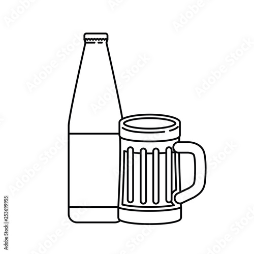 bottle of beer and glass isolated icon