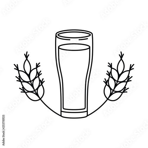 glass with beer and wheat isolated icon