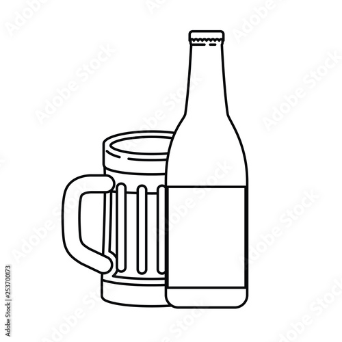 bottle of beer and glass isolated icon