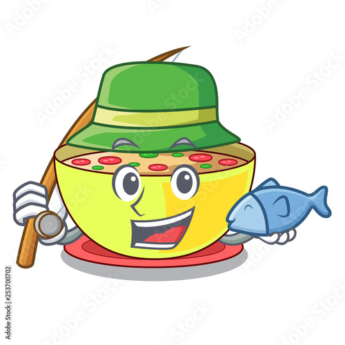 Fishing corn chowder in the mascot shape