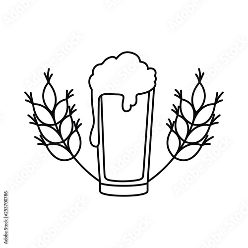 beer with foam and wheat isolated icon