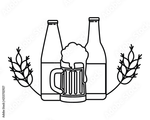 bottle of beer and glass isolated icon