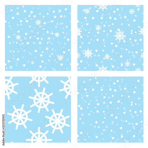 set pattern with snowflakes and snow