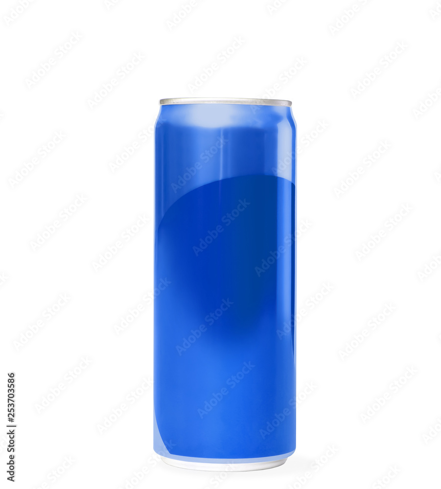 Blank metal blue can on white background. Mock up for design Blank metal blue can on white background. Mock up for design