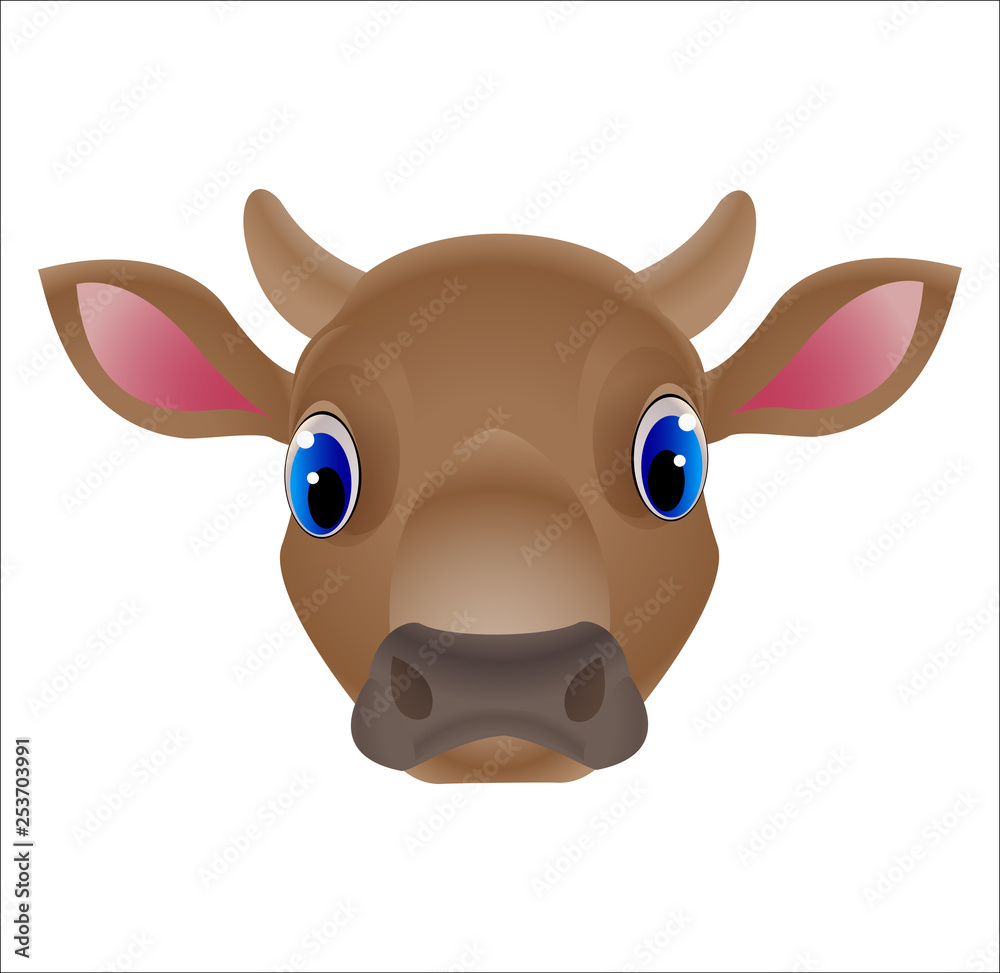 Illustration of cow face design on white background Illustration of cow face design on white background