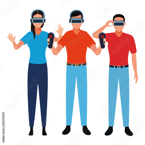 People playing with virtual reality