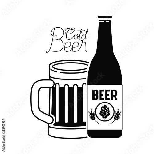 cold beer label isolated icon