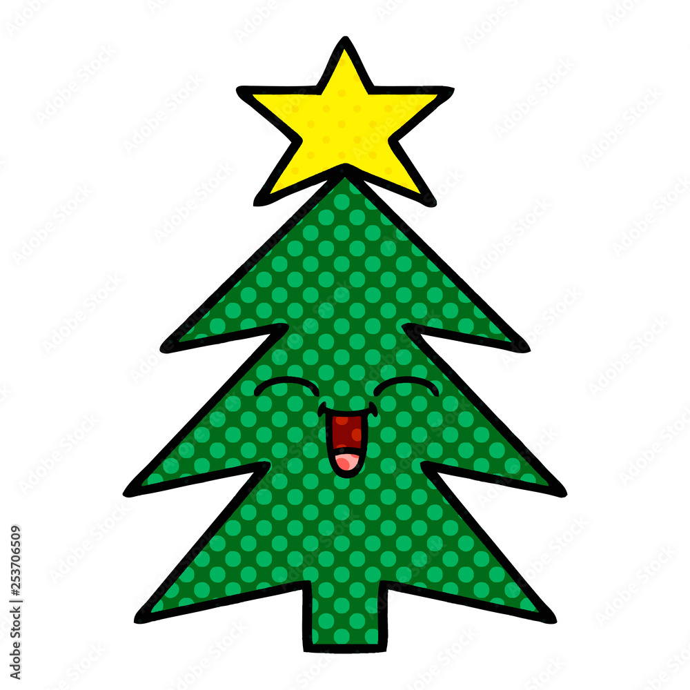 comic book style cartoon christmas tree comic book style cartoon christmas tree