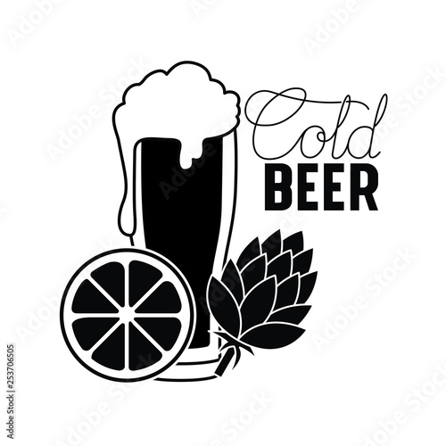 cold beer label isolated icon