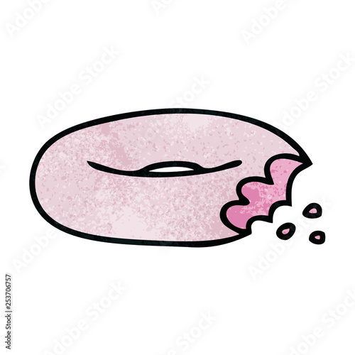 quirky hand drawn cartoon bitten donut