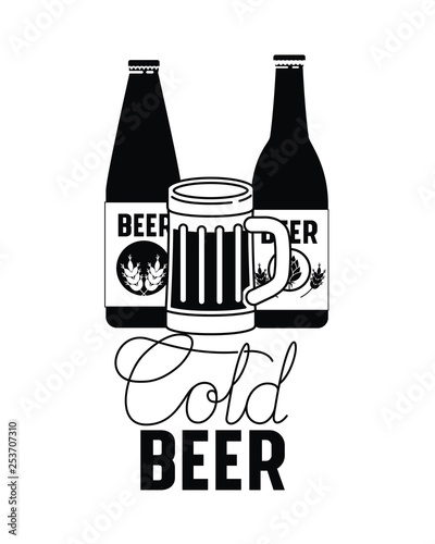 cold beer label isolated icon