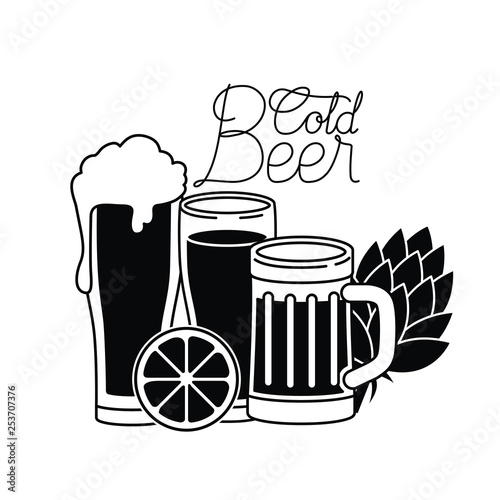 cold beer label isolated icon