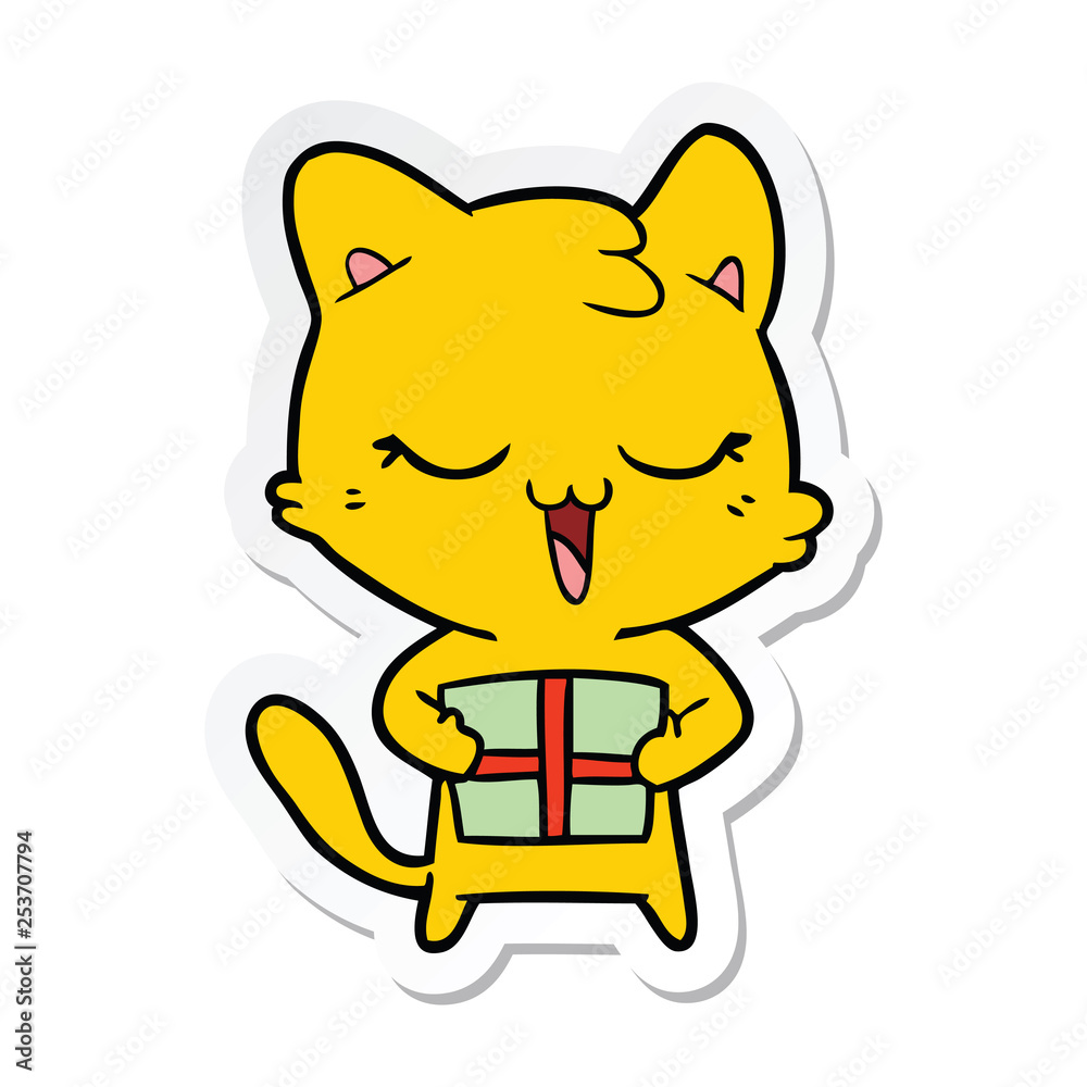 sticker of a happy cartoon cat sticker of a happy cartoon cat