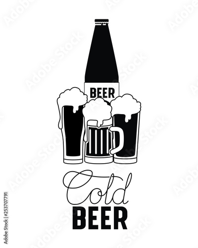 cold beer label isolated icon