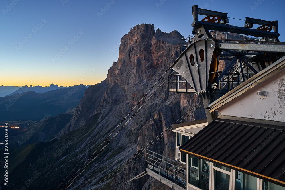 Cima Rosetta cableway, San Martino di Castrozza, Dolomites, Trentino, Italy Cima Rosetta cableway, San Martino di Castrozza, Dolomites, Trentino, Italy