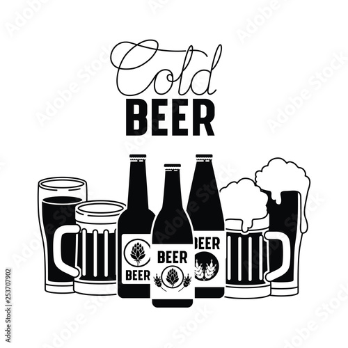 cold beer label isolated icon