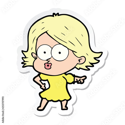 sticker of a cartoon girl pouting