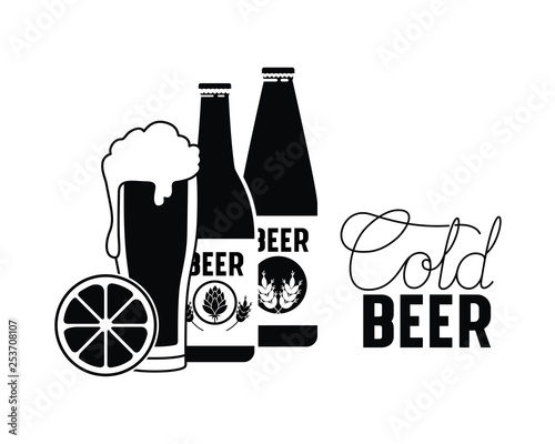 cold beer label isolated icon