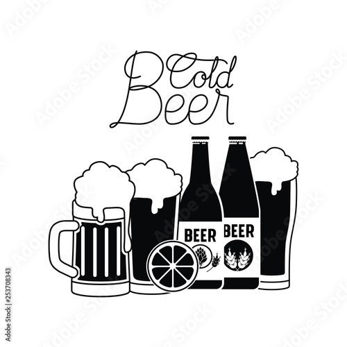 cold beer label isolated icon