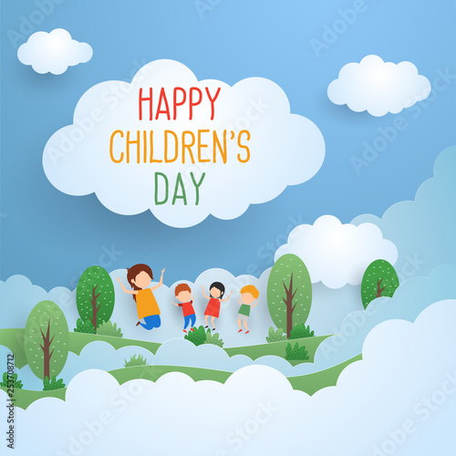 happy children's day for international children celebration. vector illustration