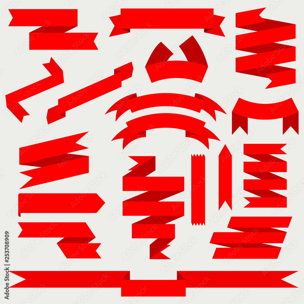 set of red arch  banner icon