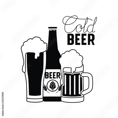 cold beer label isolated icon