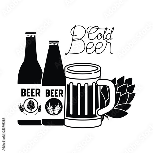 cold beer label isolated icon