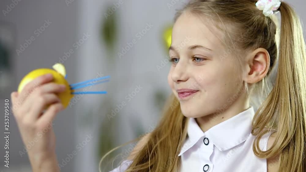 Decorative fruit food and close-up of the girl's face Decorative fruit food and close-up of the girl's face
