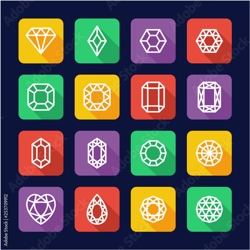 Diamonds or Diamond Shapes Icons Flat Design