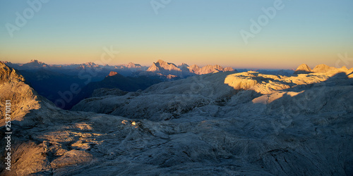 Pale di San Martino plateau at sunset, Primiero, Dolomiti, Italy photo