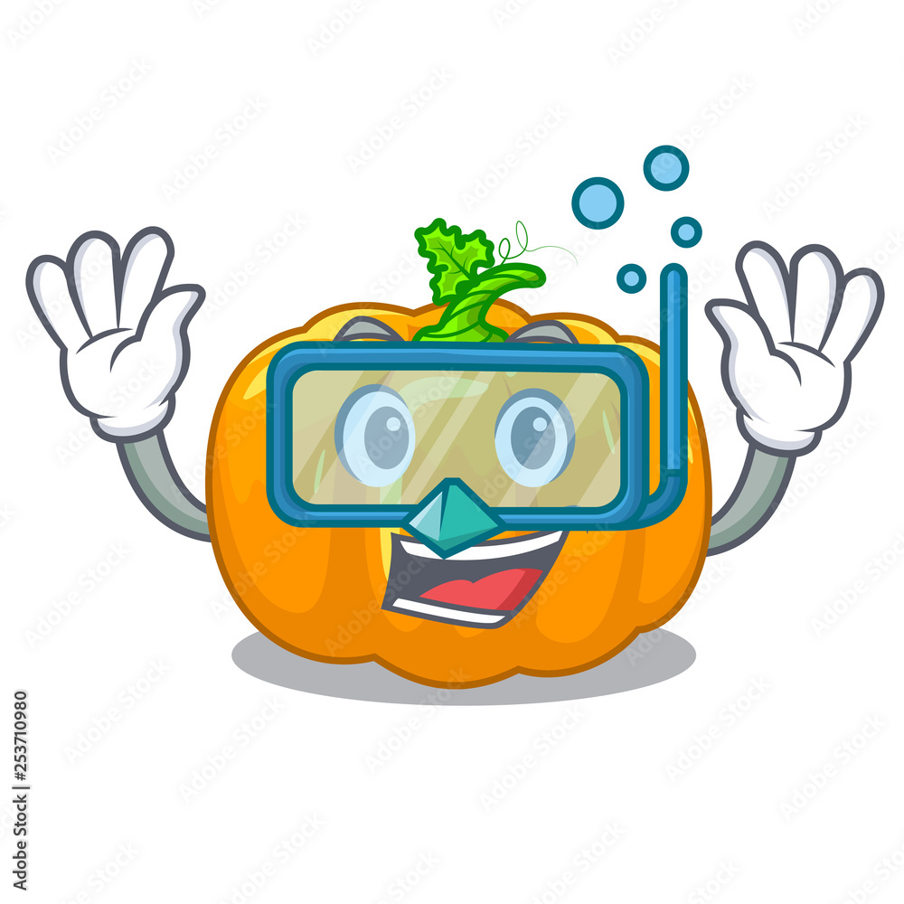 Diving yellow pumpkin in the cartoon shape Diving yellow pumpkin in the cartoon shape
