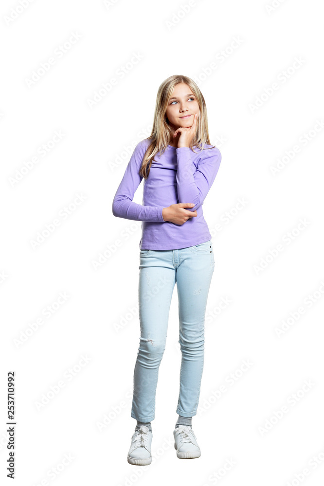 Portrait of cute girl in casual clothing posing Portrait of cute girl in casual clothing posing