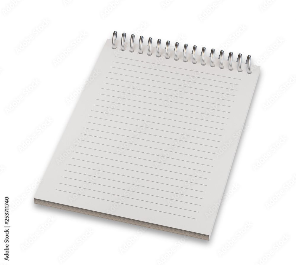 Empty notepad isolated on white background