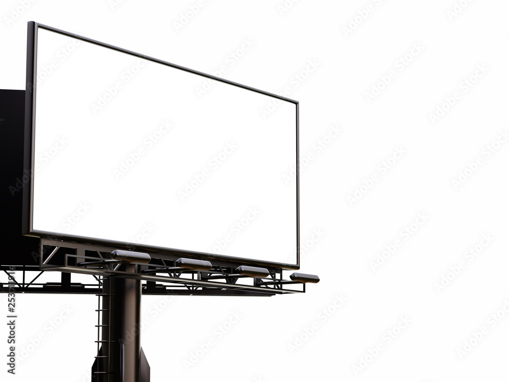 Obraz premium 3D rendering of blank billboard (empty advertisement) isolated on white background - mock up template