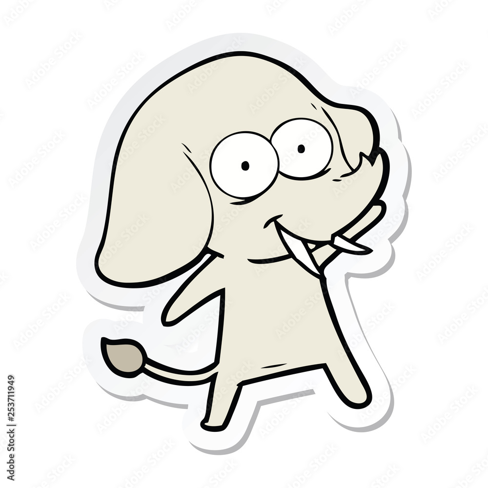 sticker of a happy cartoon elephant