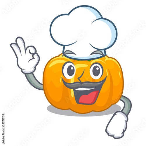 Chef yellow pumpkin in the cartoon shape