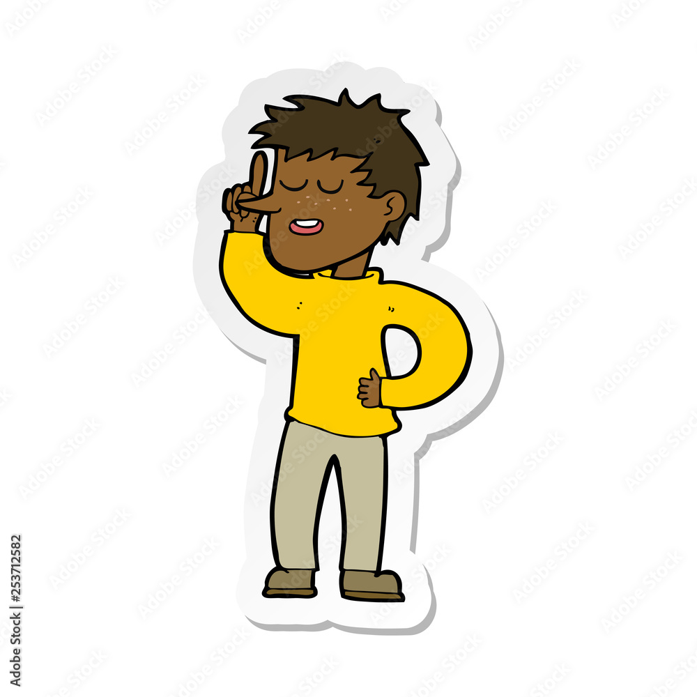 sticker of a cartoon man with idea sticker of a cartoon man with idea