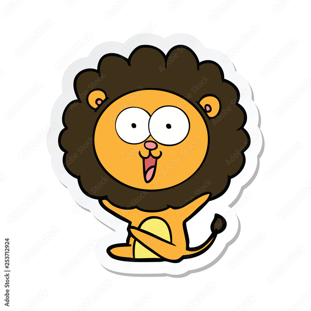 sticker of a happy cartoon lion sticker of a happy cartoon lion