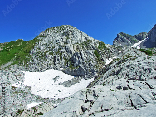 Stones and rocks of Alpstein mountain range - Cantons of St. Gallen and Appenzell Innerrhoden, Switzerland photo