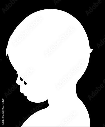 a girl crying head silhouette vector